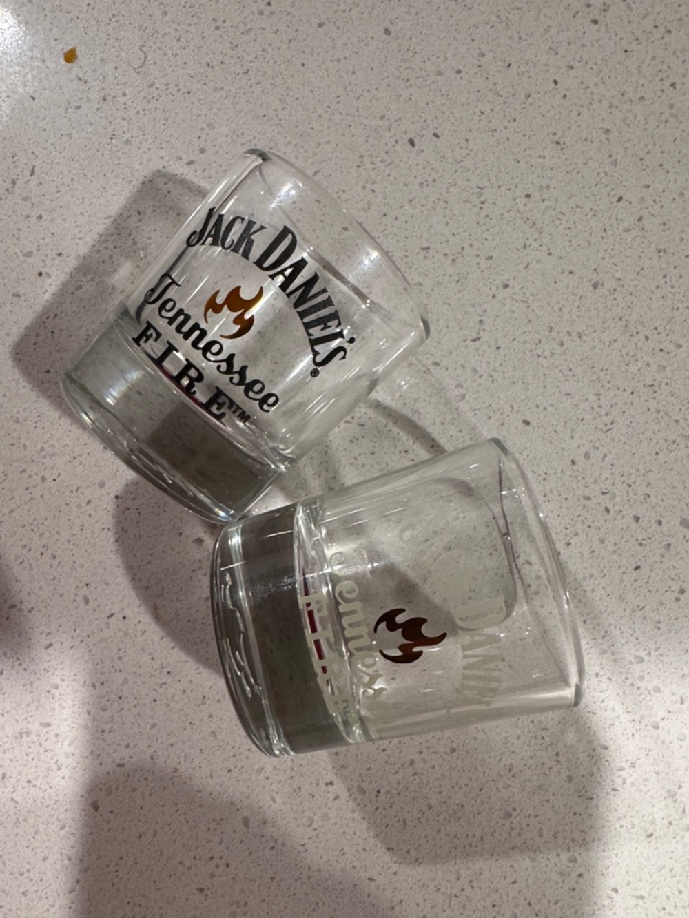 Jack Daniel's Tennessee Fire Shot Glasses - Clear with Orange Flame (Set of 2)